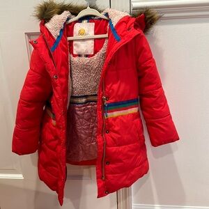 Mini Boden Waisted Red Puffer Jacket